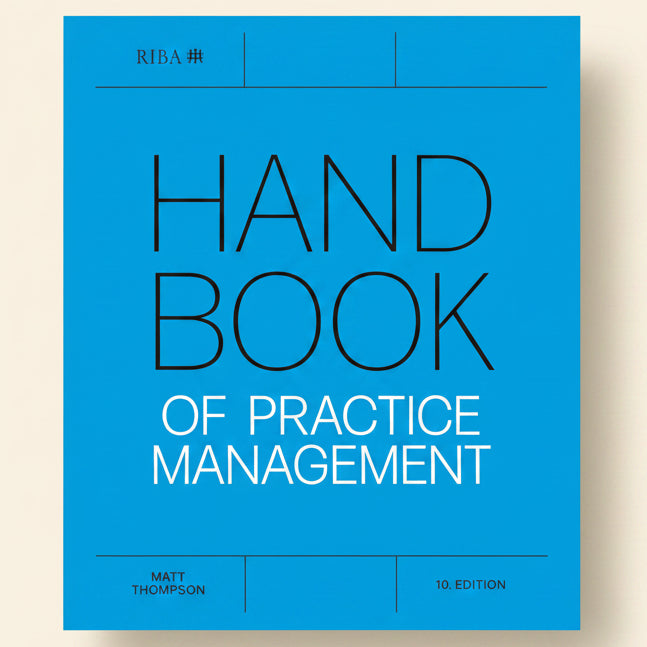Book cover of 'Handbook of Practice Management' by Matt Thompson with RIBA logo on a blue background