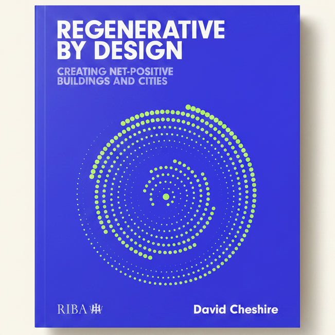 Book cover of 'Regenerative by Design' with a blue background and white text
