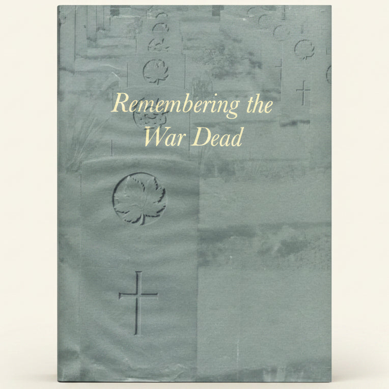 Book cover with text 'Remembering the War Dead' and a cross symbol on a textured background.