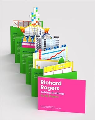 Set of books on a light gray background, featuring colorful architectural illustrations.