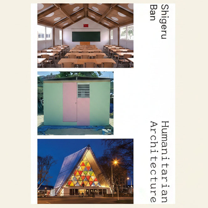 Collage of architectural designs with Shigeru Ban's name on the right.
