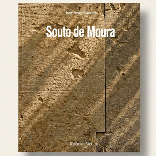 Book cover with 'Souto de Moura' text on a textured stone background