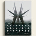 Spomenik Monument Database cover with sculpture in foggy landscape