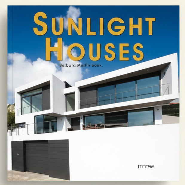 Modern house with 'Sunlight Houses' branding on a clear sky background