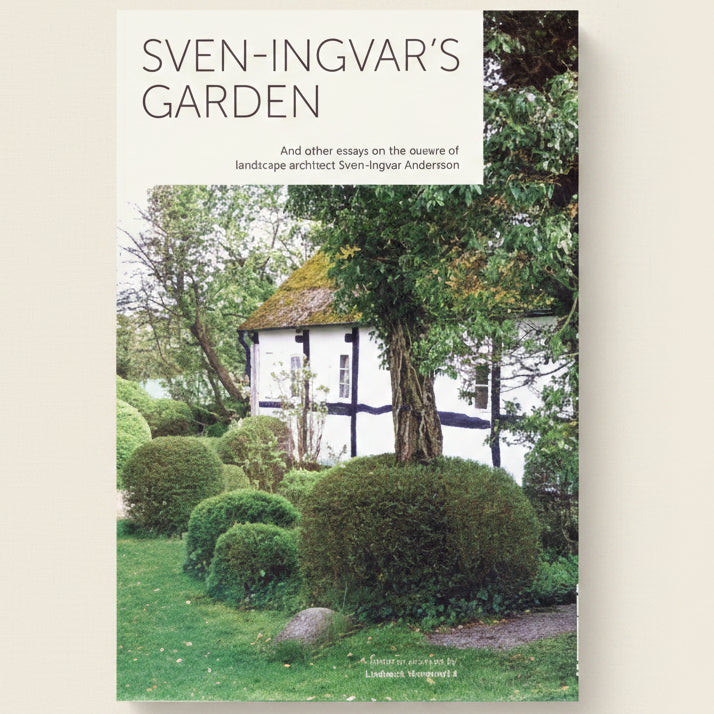 Cover of 'Sven-Ingvar's Garden' with a garden scene and house in the background.