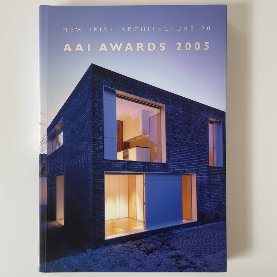 Book cover featuring a modern architectural building with 'New Irish Architecture 20' and 'AAI Awards 2005' text.