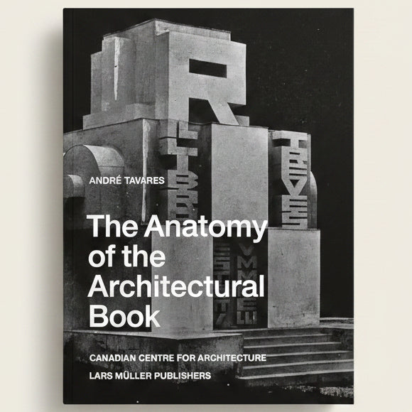 Book cover of 'The Anatomy of the Architectural Book' with architectural design elements.