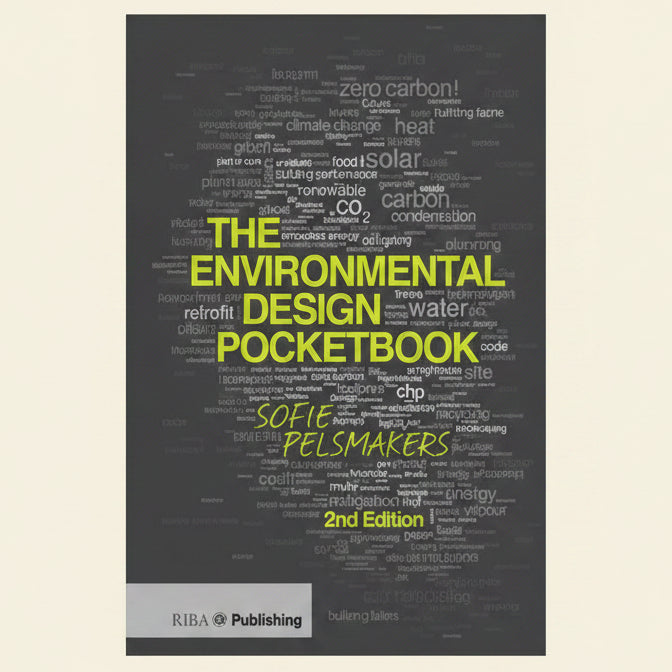 Book cover of 'The Environmental Design Pocketbook' by Sofie Pelsmakers with a word cloud design.