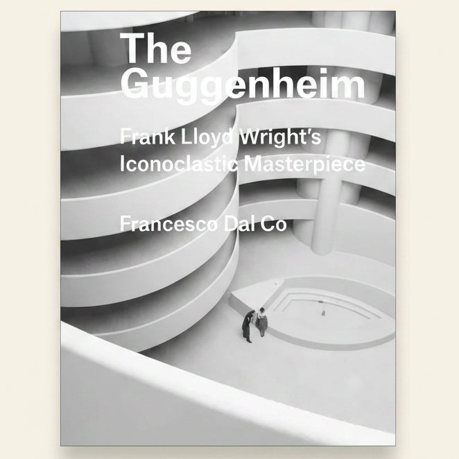 Cover of 'The Guggenheim' by Francesco Dal Co featuring a spiral staircase and two people.