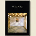 Irish Pavilion with wooden ceiling and wall art on a black background