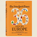 Book cover of '36 Hours Europe' by The New York Times with colorful illustrations on an orange background.