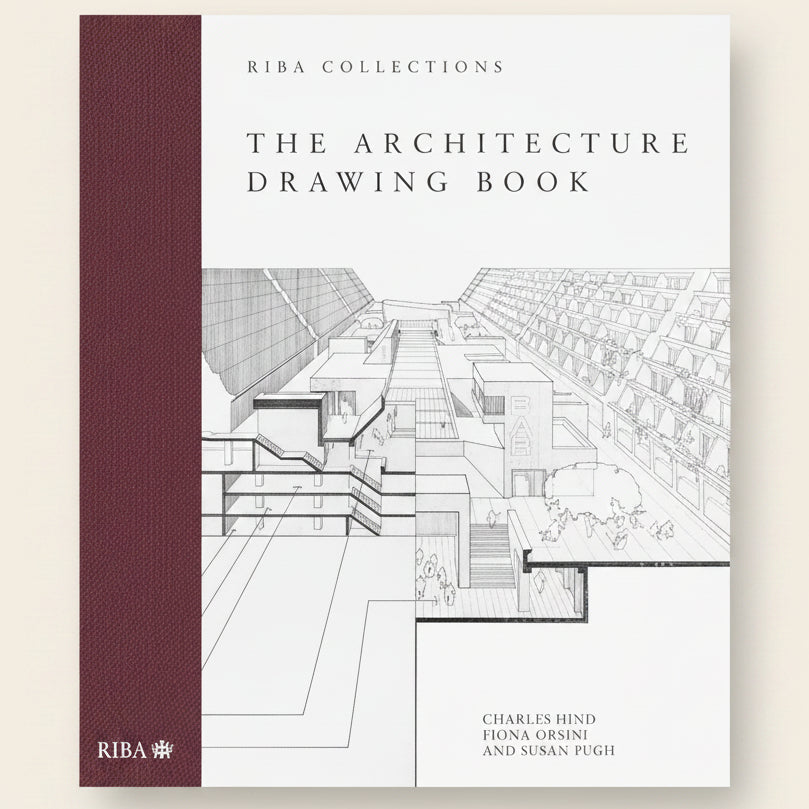 Book cover of 'The Architecture Drawing Book' with architectural drawings and RIBA branding.