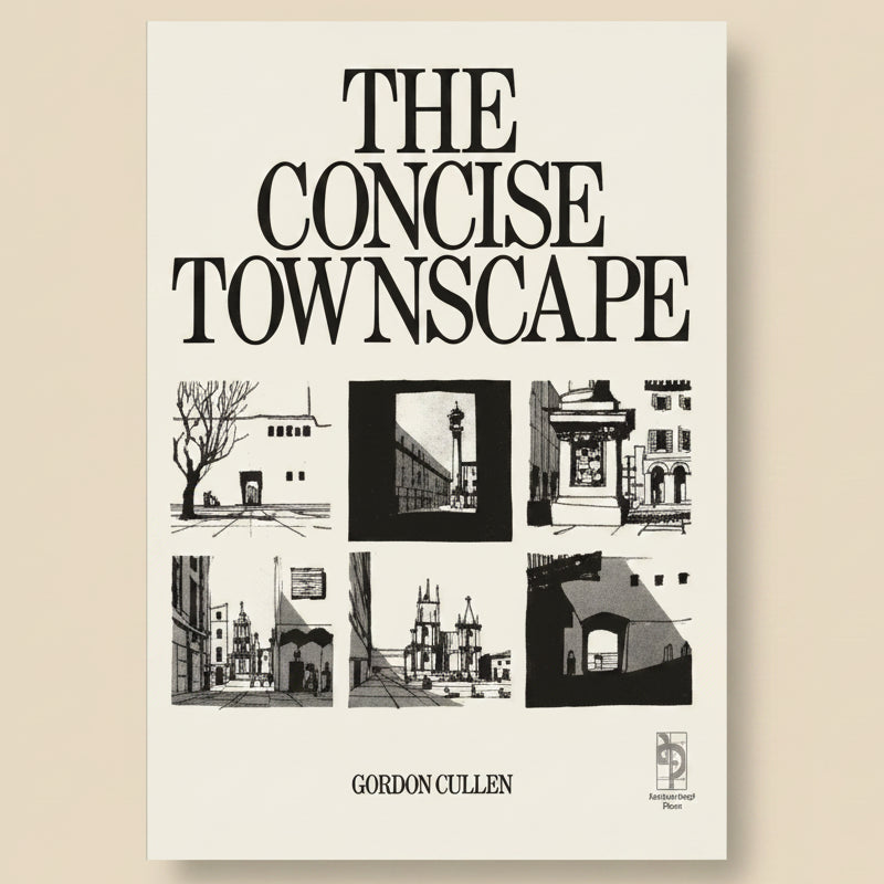 Book cover of 'The Concise Townscape' by Gordon Cullen with black and white illustrations.