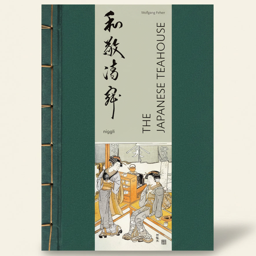 Book cover of 'The Japanese Teahouse' with traditional design elements on a green background