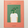 Book cover with a person holding leaves and a green background on a peach-colored border.