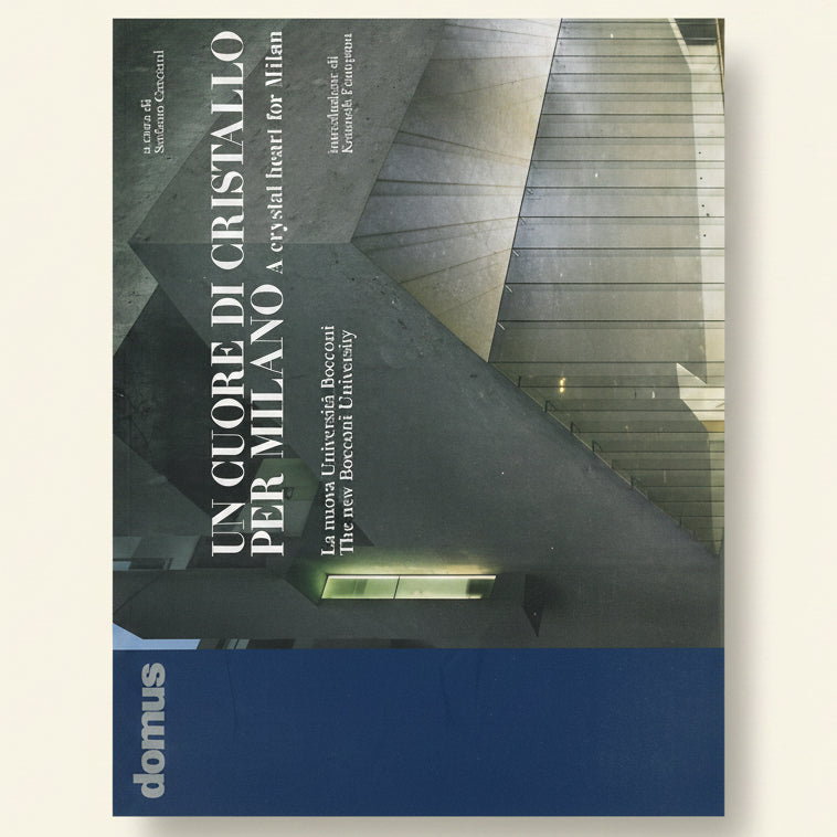 Book cover with architectural design and text on a blue background