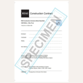 A document page for the RIAI Construction Contract without Quantities, 2023 Edition - Blue Forms, with a large diagonal blue 'SPECIMEN' watermark across the page on a light gray background.