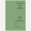 A green document page titled 'Collateral Agreement between Employer and Nominated Sub-Contractor' with black text and a circular seal, shown on a light gray background.