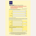 A digital document template titled 'Agreement between Client and Architect for the Provision of Architectural Services Incorporating Conservation and Restoration Works', dated December 2018. The form features a pale yellow background with black text and white fill-in boxes for signatures and dates.