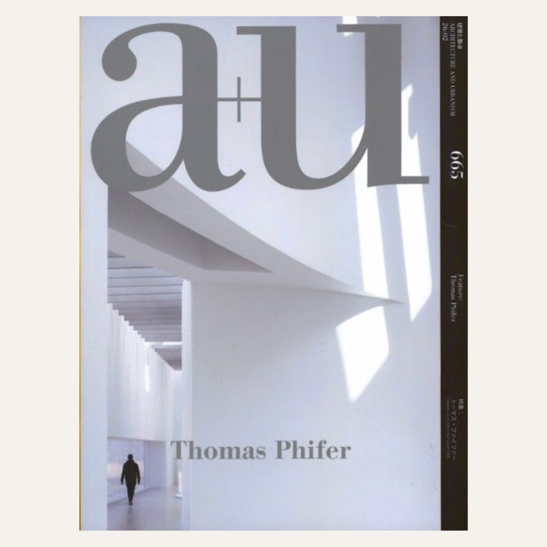 Front cover of the architectural magazine au, issue 665, featuring a photograph by Thomas Phifer of a minimalist white corridor with strong sunlight and shadows.