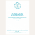 A white document form titled 'ARCHITECT'S OPINION ON COMPLIANCE WITH BUILDING REGULATIONS' with blue text and a circular Institute of the Architect of Canada seal at the top, shown against a light beige background.