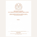 A white document form titled 'Architect's Opinion on Compliance with Building Regulations' with a circular Royal Institute of British Architects seal at the top and orange text, shown against a light beige background.