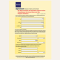 A yellow legal document template titled 'Agreement between Client and Architect for the Provision of Specialist Conservation Consultancy Services when not the Project Architect' with the RIAI logo at the top, shown on a white background.