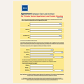 A document page titled 'Agreement between Client and Architect for Private Sector Apartment and Estate Housing' with the RIA logo at the top, printed on a pale yellow background with red and blue text.