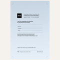 A light blue construction contract form with black text and the RIA logo at the top, shown centered on a light gray background.
