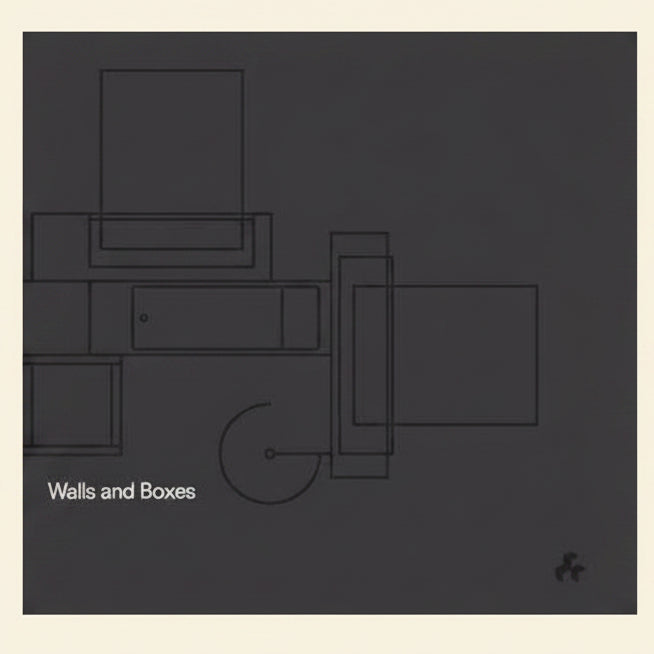 Black and white line art of geometric shapes labeled 'Walls and Boxes'.