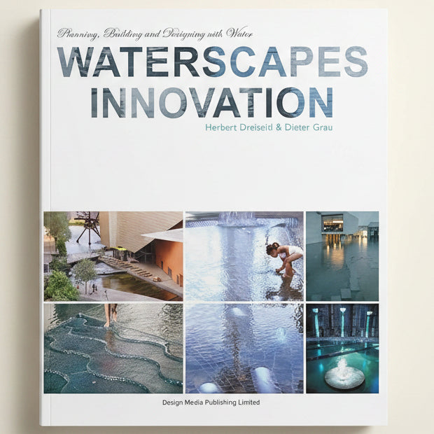 Book cover of 'Waterscapes Innovation' with images of water features and people interacting with water.