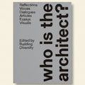 Book cover with text 'who is the architect?' on a gray background