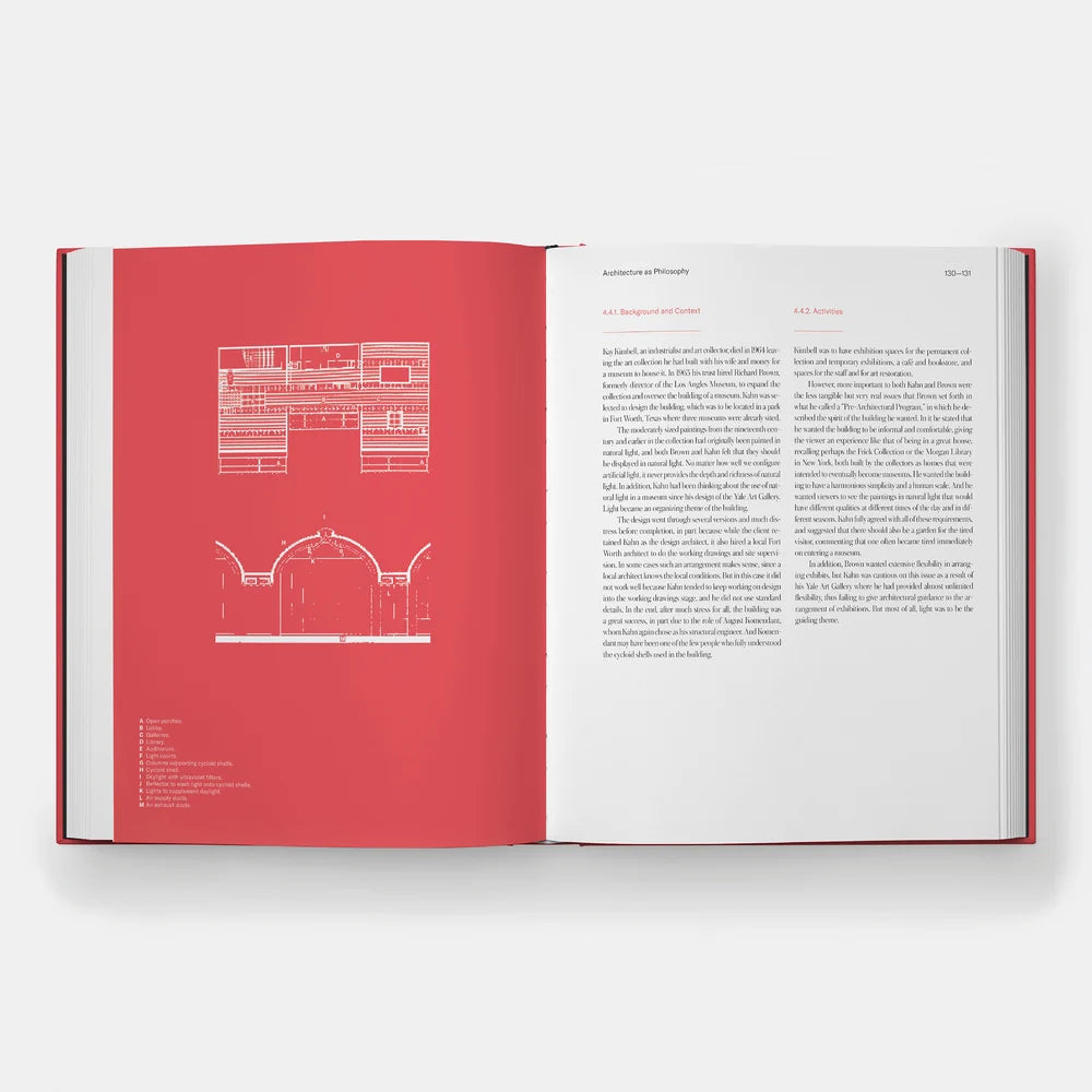 Open book with red cover and white text and diagrams on a white background
