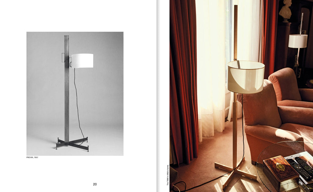 Floor lamp with a white shade in a living room setting