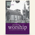 Book cover of 'Places of Worship' with a church image and purple banner.